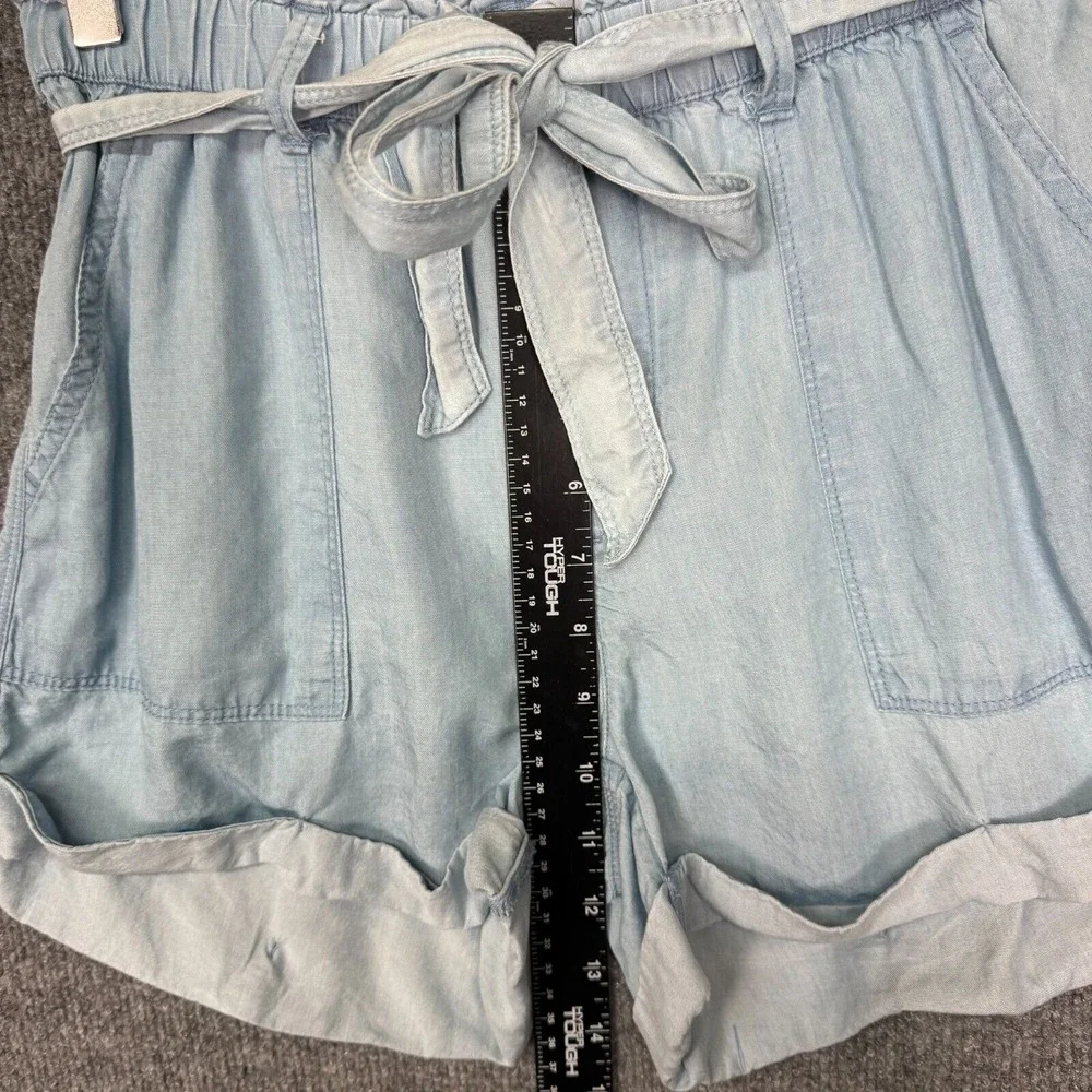 Aerie Shorts Womens Small Blue Chambray‎ Light Wash Belted Lightweight Jorts